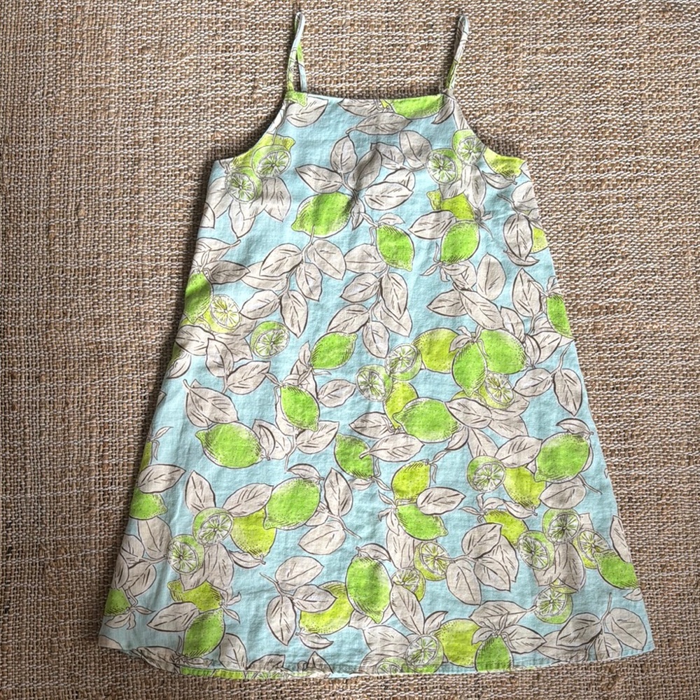 Zara Girls Linen Shift Dress-Limes